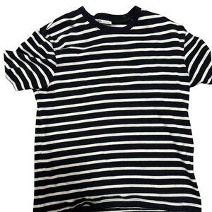 ZARA Dark Blue & White horizontal striped shirt - large